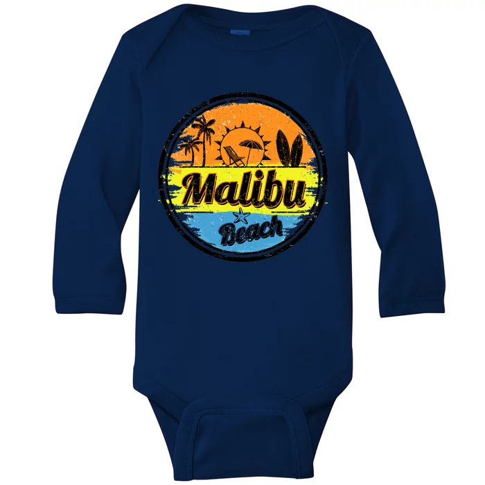 Malibu Beach Retro Circle Baby Long Sleeve Bodysuit