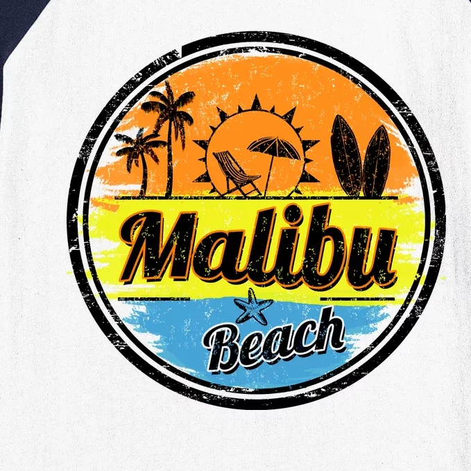 Malibu Beach Retro Circle Baseball Sleeve Shirt