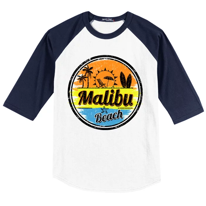 Malibu Beach Retro Circle Baseball Sleeve Shirt