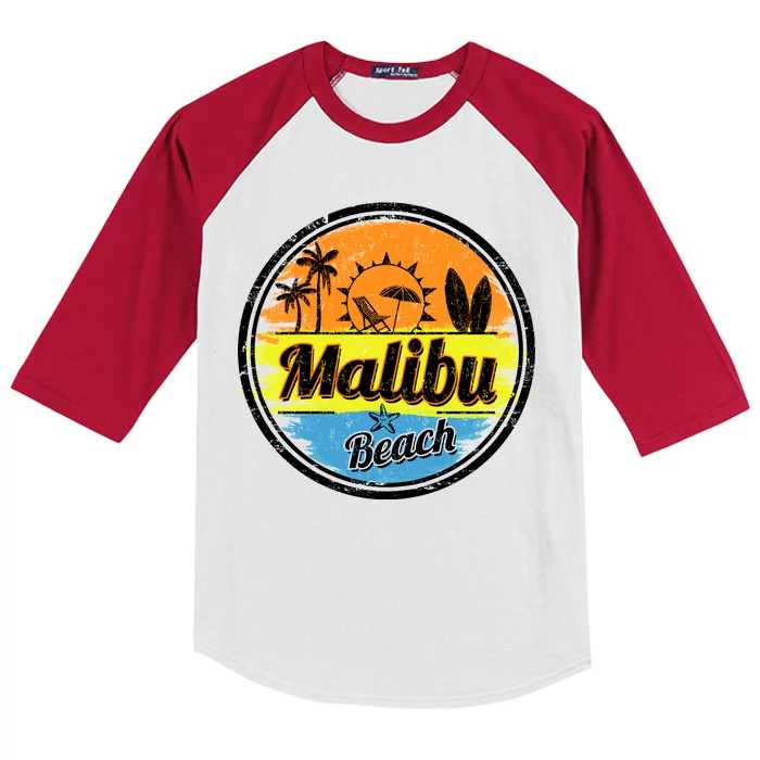 Malibu Beach Retro Circle Kids Colorblock Raglan Jersey