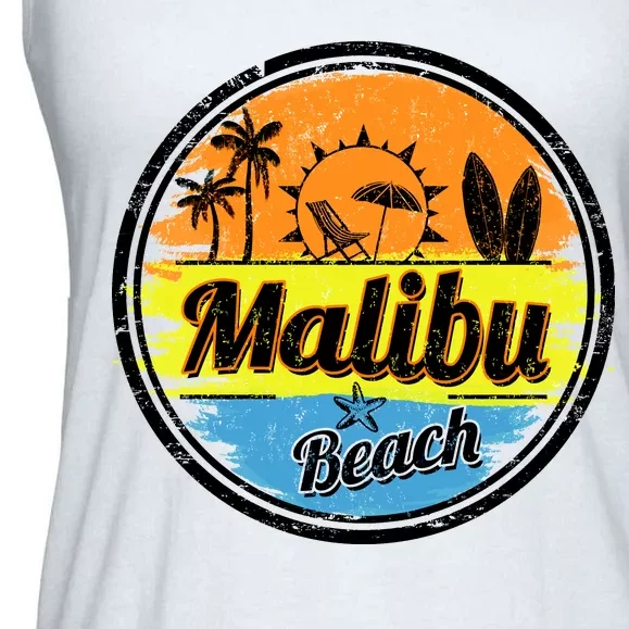 Malibu Beach Retro Circle Ladies Essential Flowy Tank