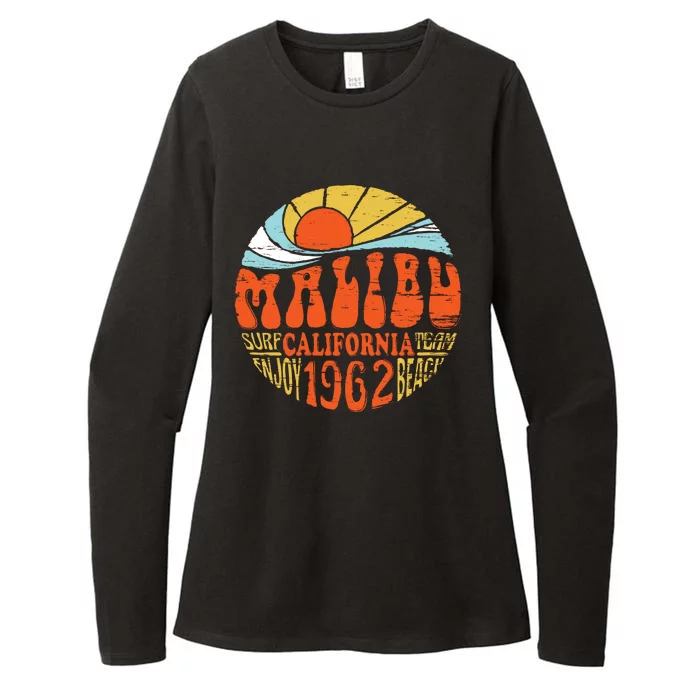 Malibu California Retro Distressed Womens CVC Long Sleeve Shirt