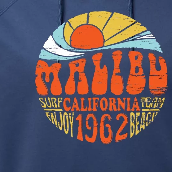 Malibu California Retro Distressed Performance Fleece Hoodie