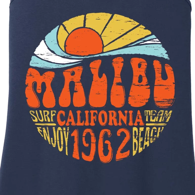 Malibu California Retro Distressed Ladies Essential Tank