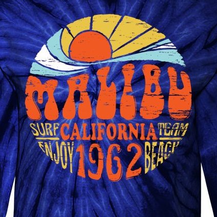 Malibu California Retro Distressed Tie-Dye Long Sleeve Shirt