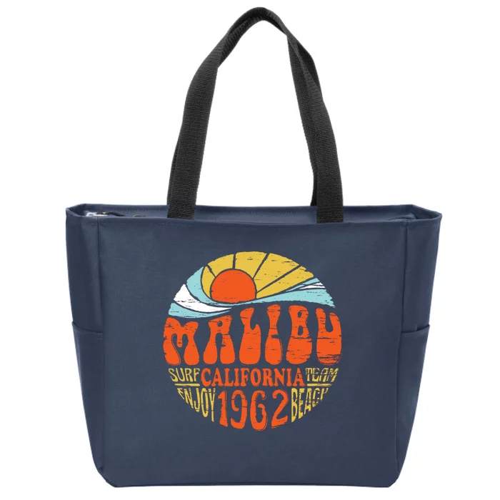 Malibu California Retro Distressed Zip Tote Bag