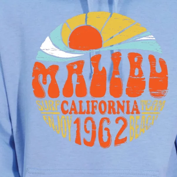 Malibu California Retro Distressed Unisex Surf Hoodie