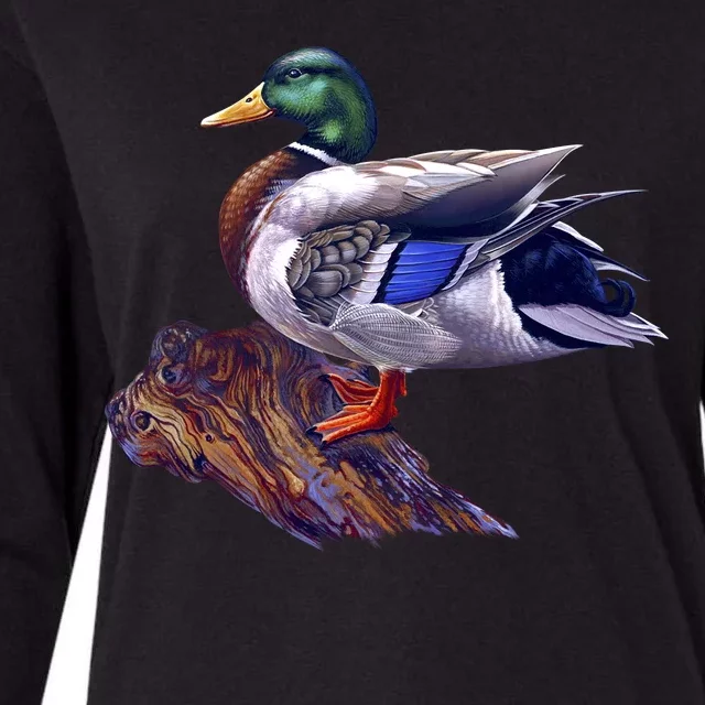 Mallard Green Head Duck Womens Cotton Relaxed Long Sleeve T-Shirt