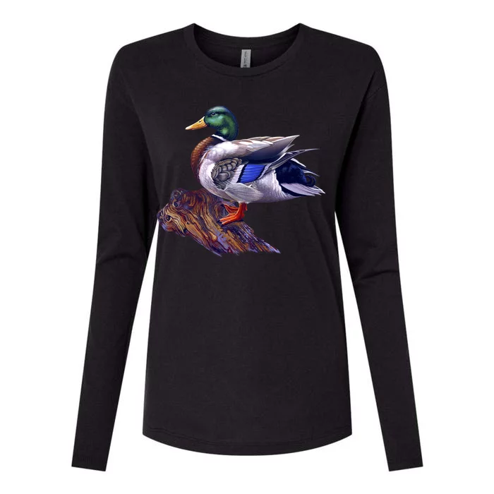 Mallard Green Head Duck Womens Cotton Relaxed Long Sleeve T-Shirt