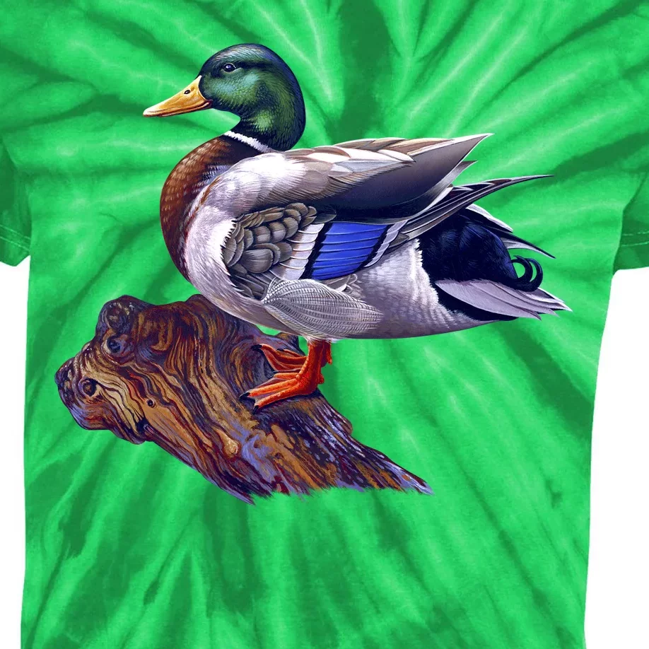 Mallard Green Head Duck Kids Tie-Dye T-Shirt