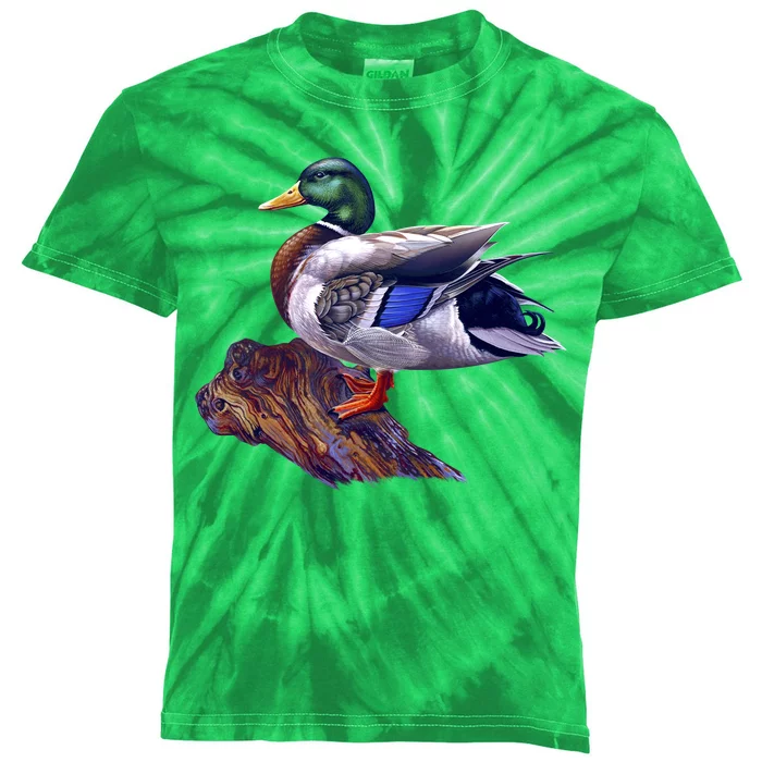 Mallard Green Head Duck Kids Tie-Dye T-Shirt