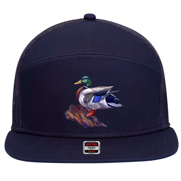 Mallard Green Head Duck 7 Panel Mesh Trucker Snapback Hat