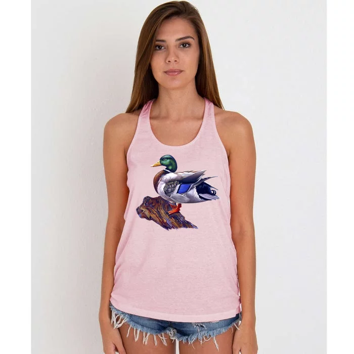 Mallard Green Head Duck Women's Knotted Racerback Tank