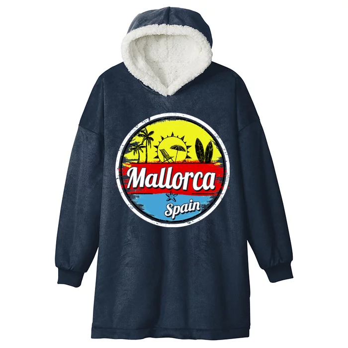 Mallorca Spain Retro Circle Hooded Wearable Blanket