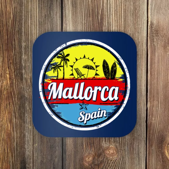 Mallorca Spain Retro Circle Coaster