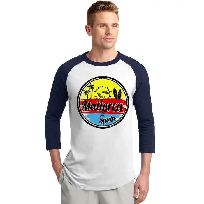 Mallorca Spain Retro Circle Baseball Sleeve Shirt