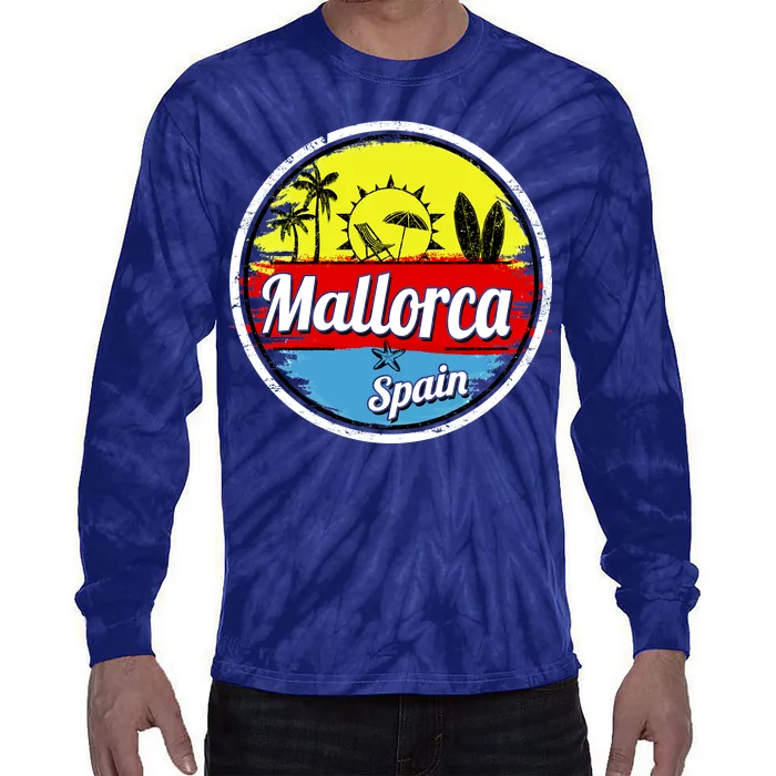 Mallorca Spain Retro Circle Tie-Dye Long Sleeve Shirt