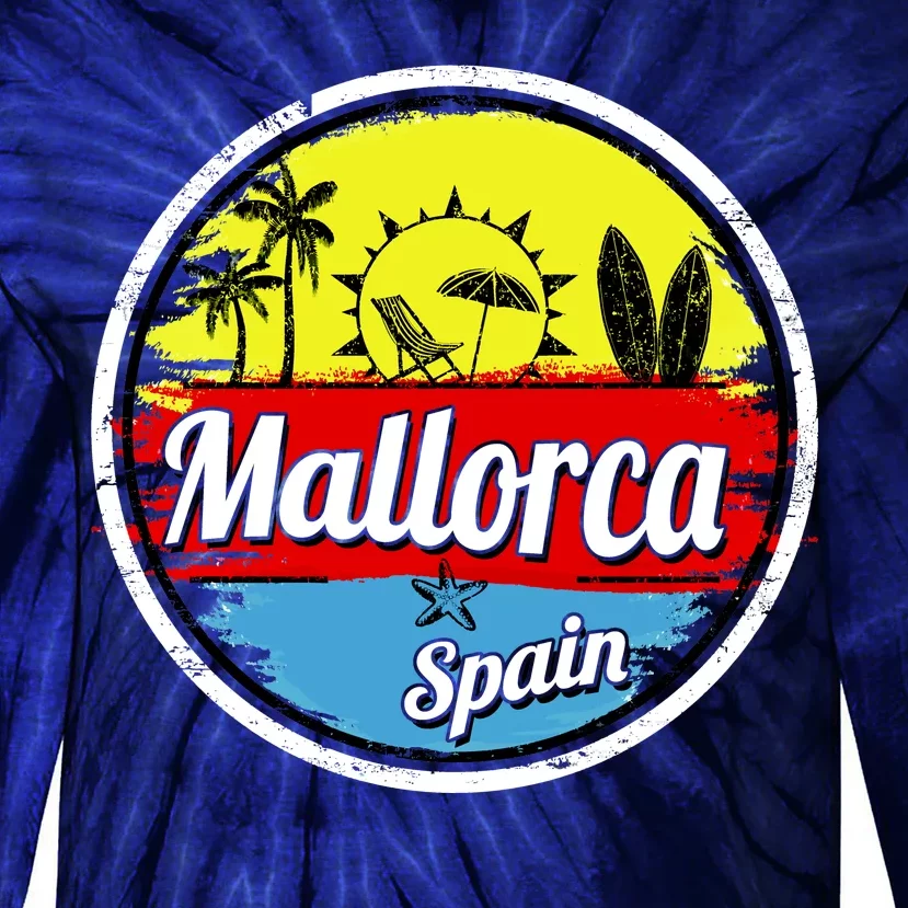 Mallorca Spain Retro Circle Tie-Dye Long Sleeve Shirt