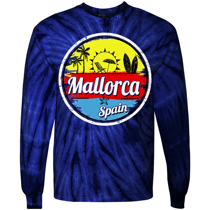 Mallorca Spain Retro Circle Tie-Dye Long Sleeve Shirt