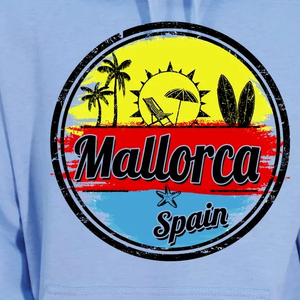 Mallorca Spain Retro Circle Unisex Surf Hoodie