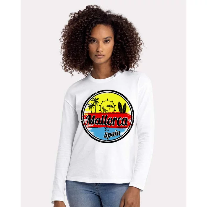 Mallorca Spain Retro Circle Womens Cotton Relaxed Long Sleeve T-Shirt