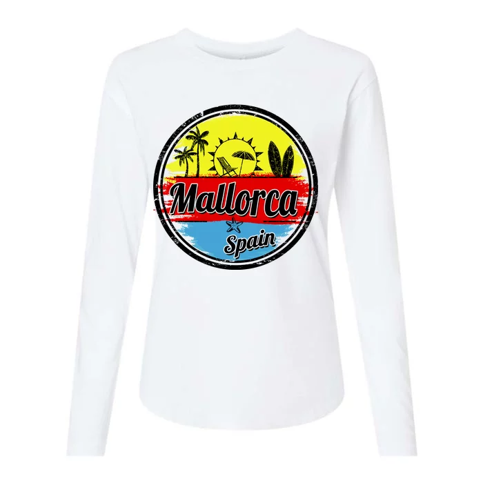 Mallorca Spain Retro Circle Womens Cotton Relaxed Long Sleeve T-Shirt