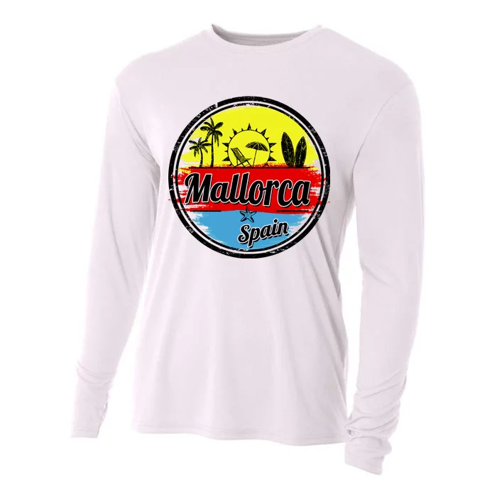 Mallorca Spain Retro Circle Cooling Performance Long Sleeve Crew