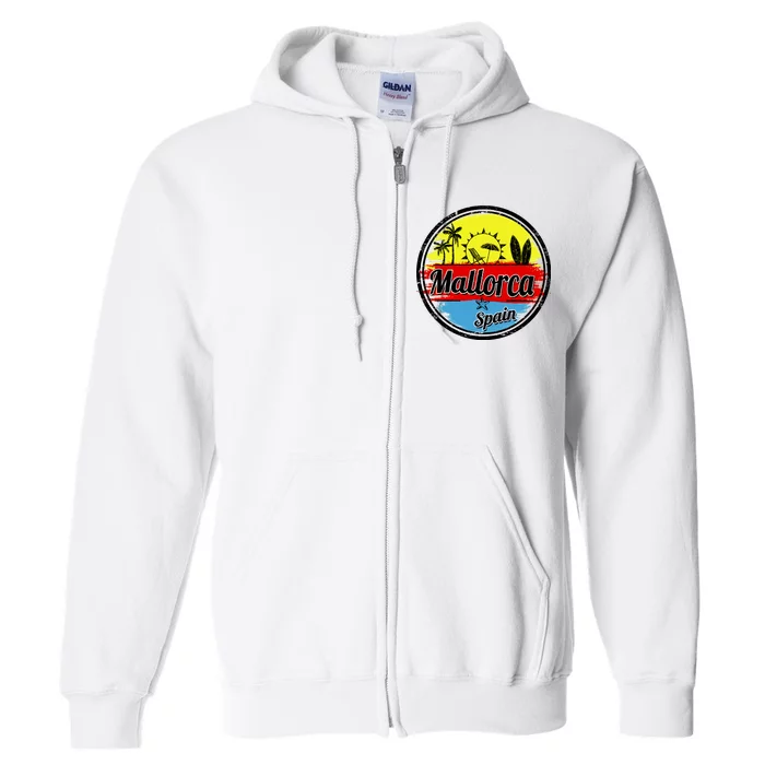 Mallorca Spain Retro Circle Full Zip Hoodie