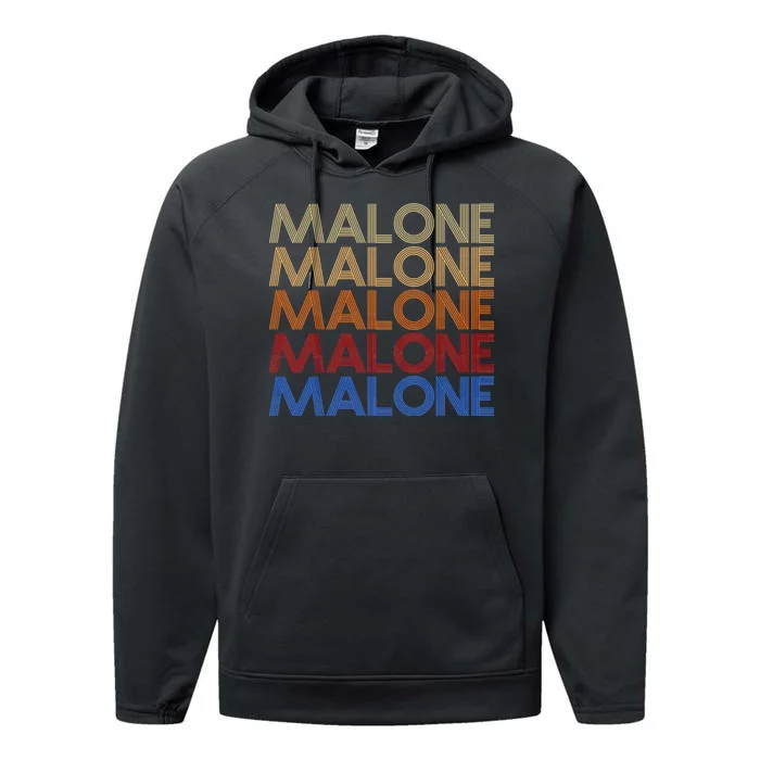 Malone Retro Vintage Style Name Performance Fleece Hoodie