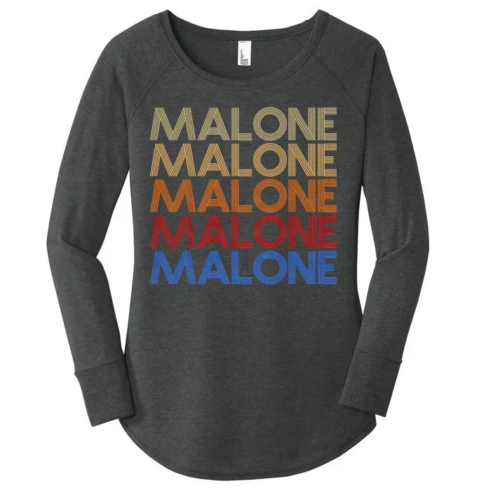 Malone Retro Vintage Style Name Women's Perfect Tri Tunic Long Sleeve Shirt