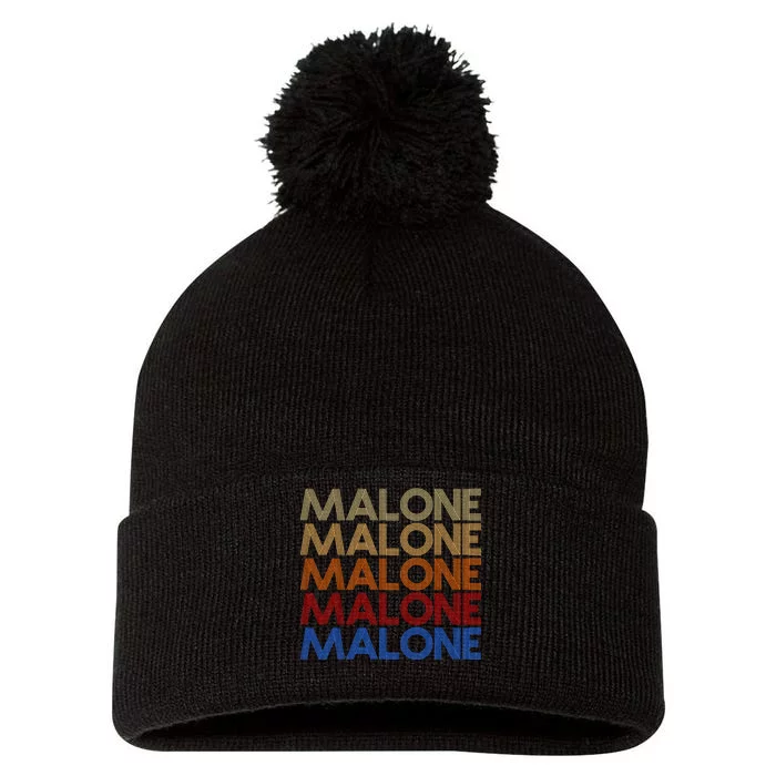 Malone Retro Vintage Style Name Pom Pom 12in Knit Beanie