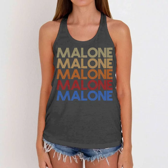 Malone Retro Vintage Style Name Women's Knotted Racerback Tank