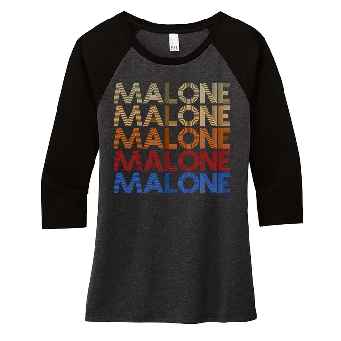 Malone Retro Vintage Style Name Women's Tri-Blend 3/4-Sleeve Raglan Shirt