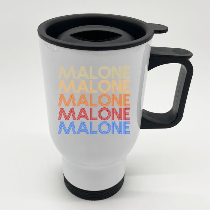 Malone Retro Vintage Style Name Front & Back Stainless Steel Travel Mug