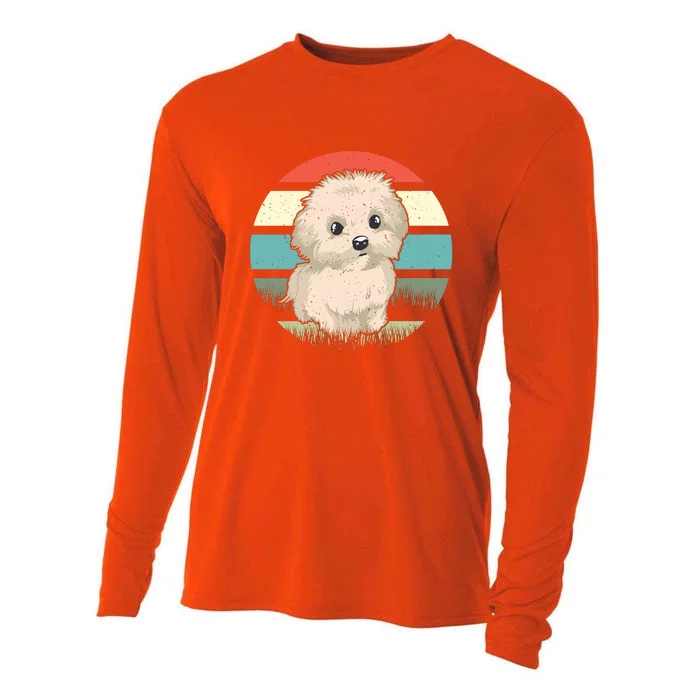 Maltese Dog Retro Cooling Performance Long Sleeve Crew