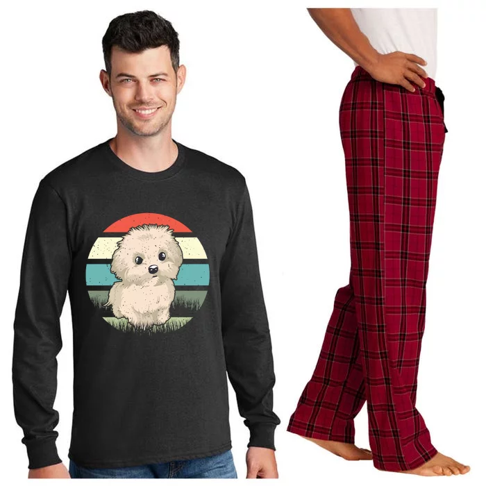 Maltese Dog Retro Long Sleeve Pajama Set