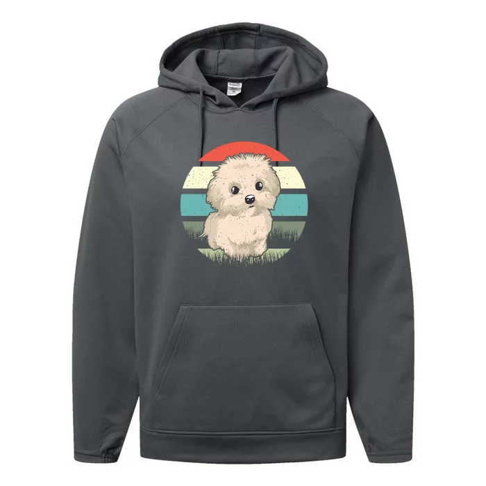 Maltese Dog Retro Performance Fleece Hoodie