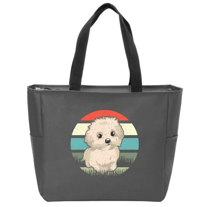 Maltese Dog Retro Zip Tote Bag