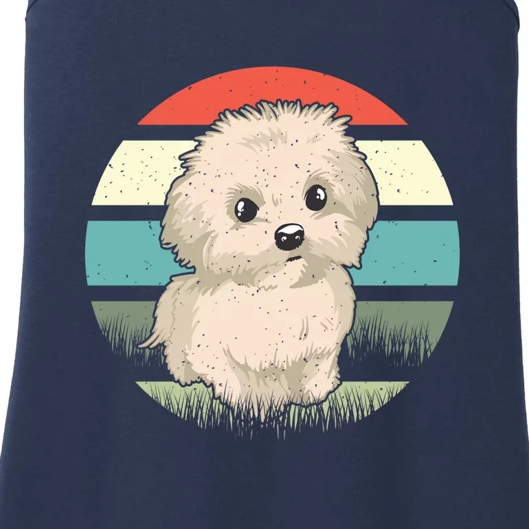 Maltese Dog Retro Ladies Essential Tank