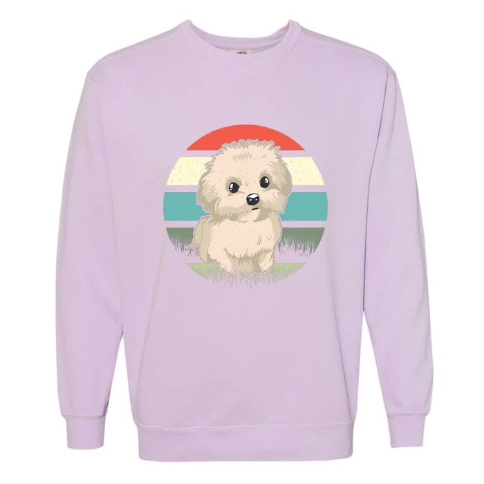 Maltese Dog Retro Garment-Dyed Sweatshirt