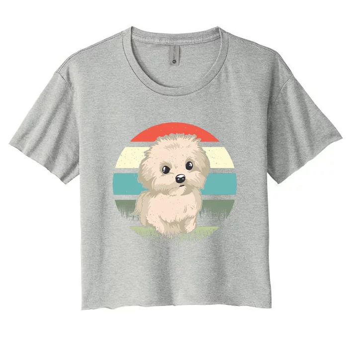 Maltese Dog Retro Women's Crop Top Tee