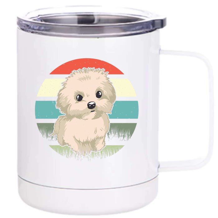 Maltese Dog Retro Front & Back 12oz Stainless Steel Tumbler Cup