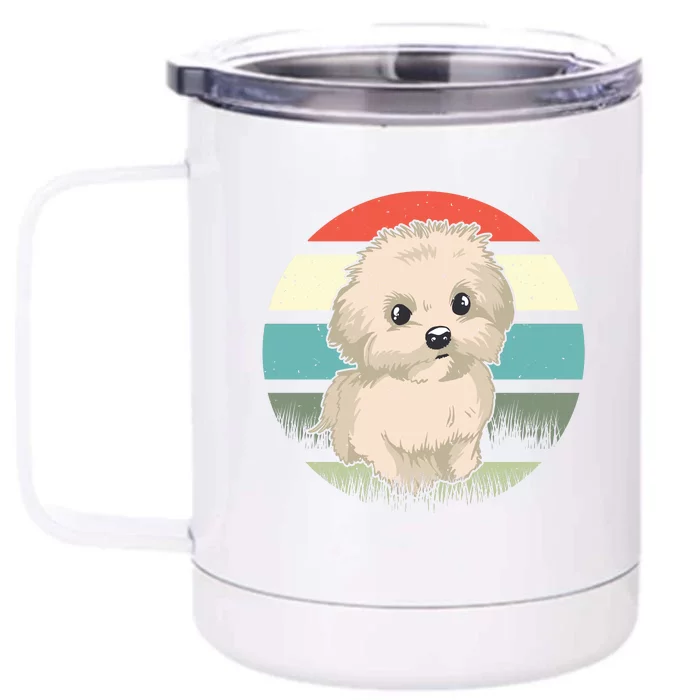 Maltese Dog Retro Front & Back 12oz Stainless Steel Tumbler Cup