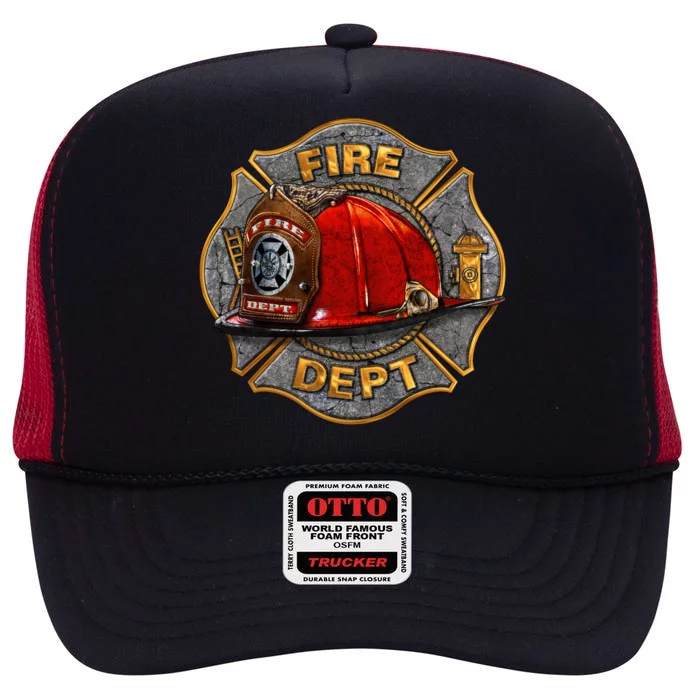 Maltese Fire Dept. Helmet High Crown Mesh Trucker Hat