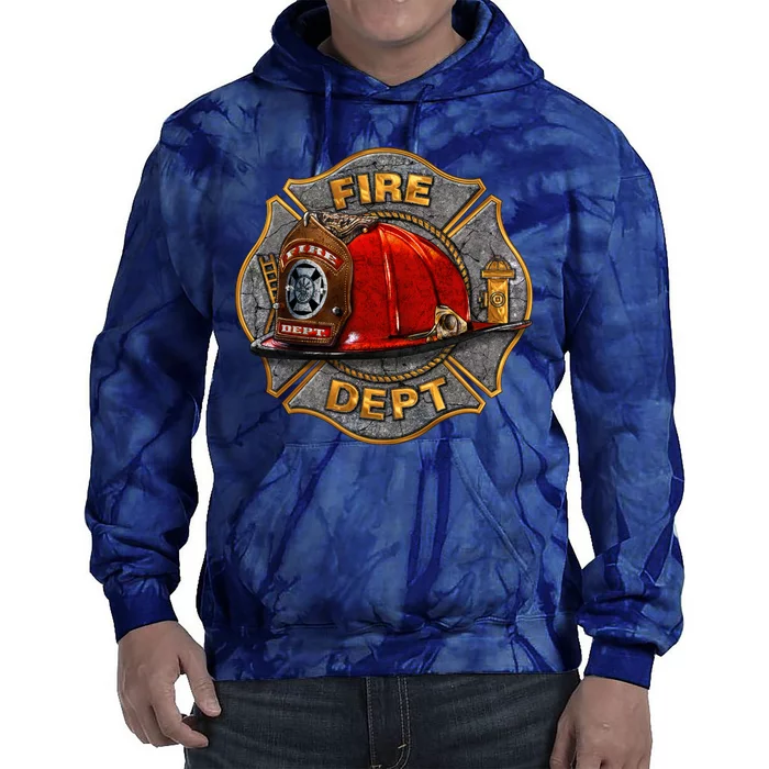 Maltese Fire Dept. Helmet Tie Dye Hoodie