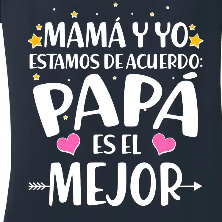 Mamá y Yo Estamos De Acuerdo Papá Es El Mejor Women's V-Neck T-Shirt