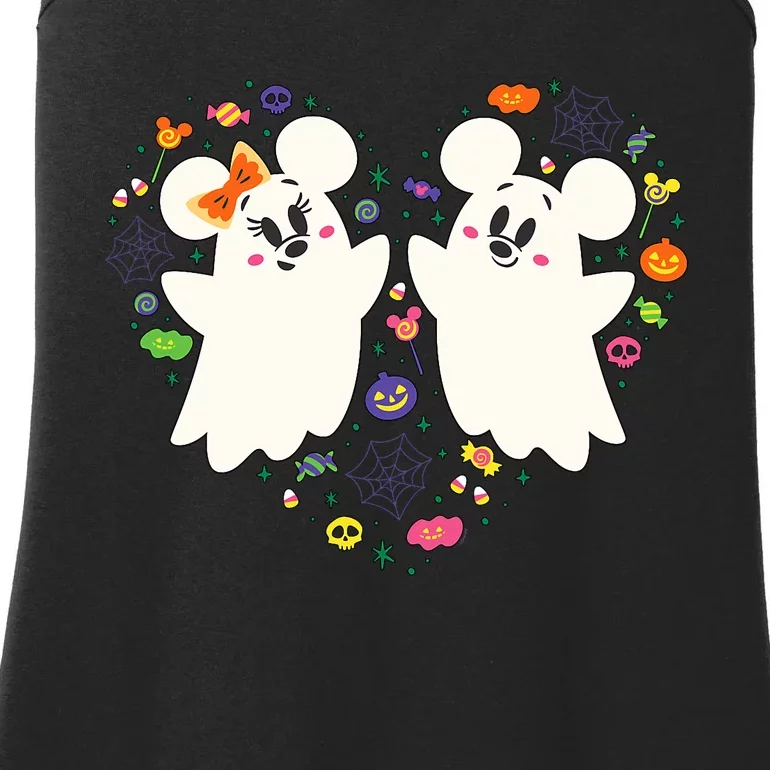 Mickey And Minnie Cute Little Ghosts Halloween Heart Ladies Essential Tank