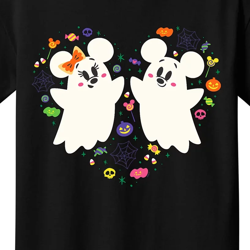 Mickey And Minnie Cute Little Ghosts Halloween Heart Kids T-Shirt