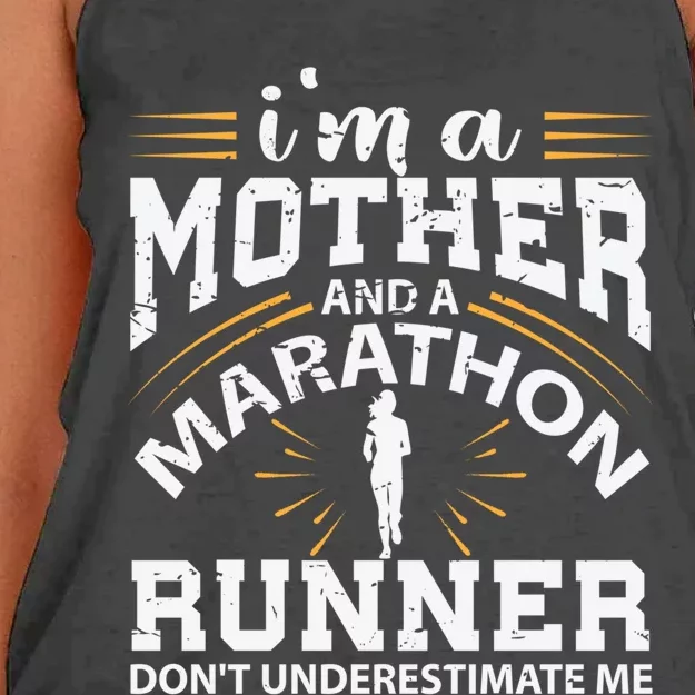 Mother And Marathon Runner Great Gift Funny Mom Gift Women's Knotted Racerback Tank