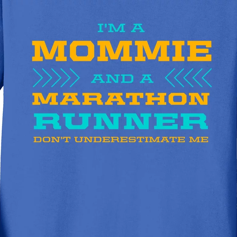 Mommie And Marathon Runner Funny Running Humor Sprinting Mom Gift Kids Long Sleeve Shirt